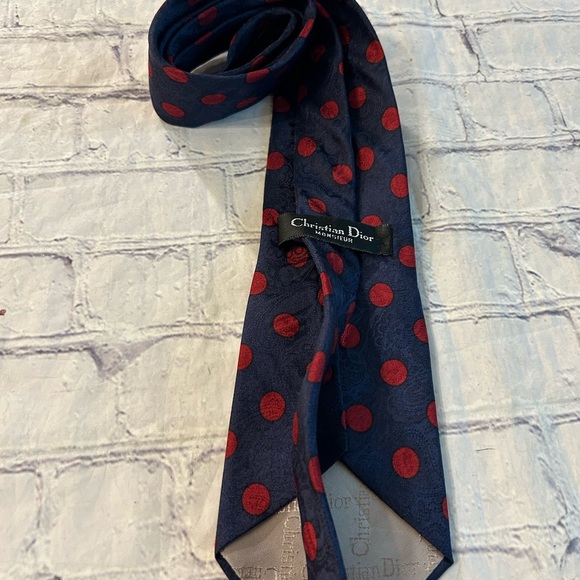 CHRISTIAN DIOR LOT OF (3) PATTERN MENS SILK TIES POLKA DOTS/PAISLEY/TINY PRINT - Picture 4 of 12